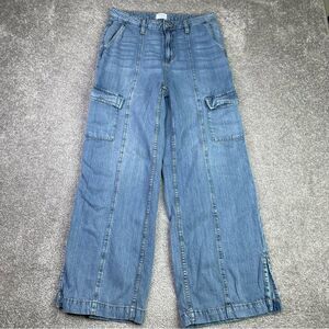 Time & Tru Jeans Women’s 6 Blue Wide Leg Baggy High Rise Relaxed Cargo Pockets